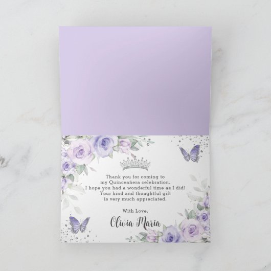 ソフトパープルフローラ蝶シルバーキンセアニラ サンキューカード (内部)
