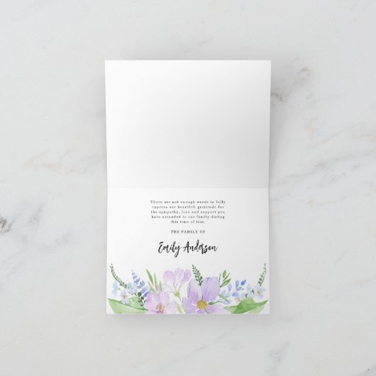 ソフトパープルペタルズ ライフセレブレーション サンキューカード (内部)