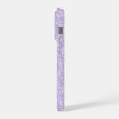 ソフトパープルラベンダー白い花柄 iPhoneケース (左側面)