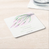 ソフトパープルリリー結婚ズ・ウェルカム スクエアペーパーコースター (アングル)