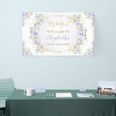 ソフトパープル水彩フローラバラシャワーへようこそ 横断幕 (トレードショー)