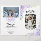 ソフトパープル花びら折葬式プログラム チラシ (正面)