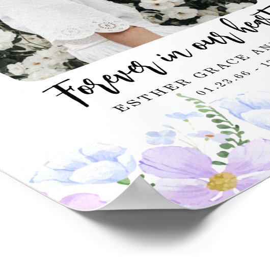 ソフトパープル花びら永遠に私たちのハート ポスター (角)