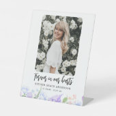 ソフトパープル花びら永遠に私たちのハート 台座サイン (正面)