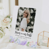 ソフトパープル花びら永遠に私たちのハート 台座サイン