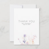 ソフトパープル花ミニマリスト小さいありがとう サンキューカード (正面)
