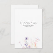 ソフトパープル花ミニマリスト小さいありがとう サンキューカード (正面/裏面)