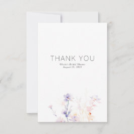 ソフトパープル花ミニマリスト小さいありがとう サンキューカード