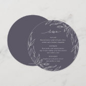 ソフトパープル葉のモチーフ感謝祭ディナーラウンド メニュー (正面/裏面)