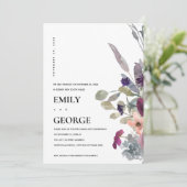 ソフトパープル薄紫フローラ私たちは結び目招待状 サンキューカード (スタンド正面)