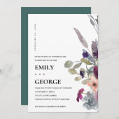 ソフトパープル薄紫フローラ私たちは結び目招待状 サンキューカード (正面/裏面)
