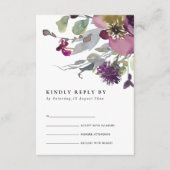 ソフトパープル薄紫水彩フローラ結婚式RSVP エンクロージャーカード (正面)