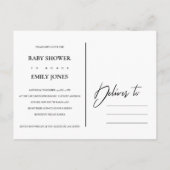 ソフトパープル薄紫水彩色フローラベビーシャワー インビテーションポストカード (裏面)