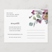 ソフトパープル薄紫水色フローラ保存日付 案内ポストカード (裏面)