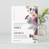 ソフトパープル薄紫水色フローラ結婚式の招待 サンキューカード (スタンド正面)