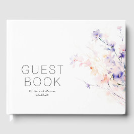 ソフトパープル赤面花ミニマル結婚リスト ゲストブック