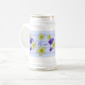 ソフトパープル&イエローフラワーシートミュージックマママグ ビールジョッキ (正面左)
