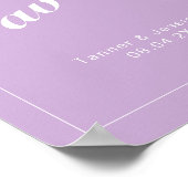 ソフトパープル&ホワイトモダンミニマ結婚リストのサイン ポスター (角)