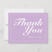 ソフトパープル&ホワイトモダンミニマ結婚リスト サンキューカード (正面)
