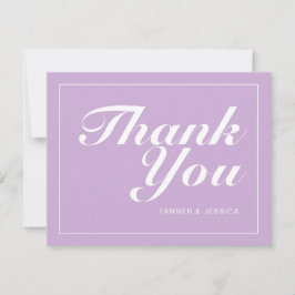 ソフトパープル&ホワイトモダンミニマ結婚リスト サンキューカード