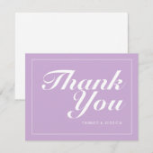 ソフトパープル&ホワイトモダンミニマ結婚リスト サンキューカード (正面/裏面)