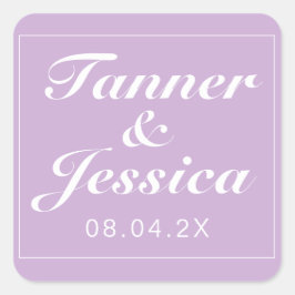 ソフトパープル&ホワイトモダンミニマ結婚リスト スクエアシール