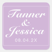 ソフトパープル&ホワイトモダンミニマ結婚リスト スクエアシール (正面)