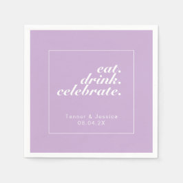 ソフトパープル&ホワイトモダンミニマ結婚リスト スタンダードカクテルナプキン