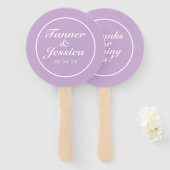 ソフトパープル&ホワイトモダンミニマ結婚リスト ハンドファン (正面&裏面)