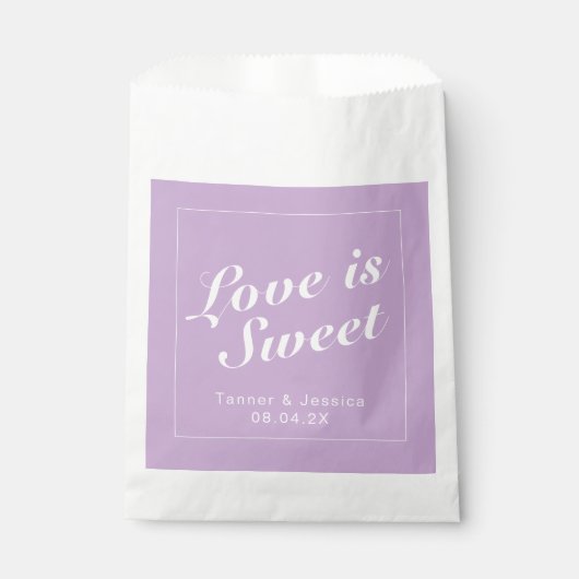 ソフトパープル&ホワイトモダンミニマ結婚リスト フェイバーバッグ (正面)