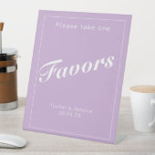 ソフトパープル&ホワイトモダンミニマ結婚リスト 台座サイン (インサイチュ)