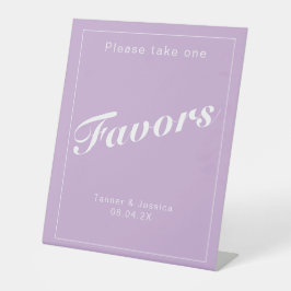 ソフトパープル&ホワイトモダンミニマ結婚リスト 台座サイン