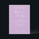 ソフトパープル&ホワイトモダンミニマ結婚リスト 招待状<br><div class="desc">かわいらし、ミニマモダンリスト、トレンディー結婚式招待状は、フォントに白いカスタマイズ可能な文字ブロックを持つソフトなパステル紫色の背景(Pantoneの2022色の選択「オーキッド開花」)を備えてモダンいる</div>