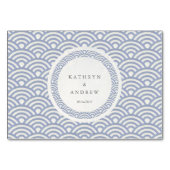 ソフトパープル+白の様式化された波の場所の名刺 テーブルナンバー (裏面)