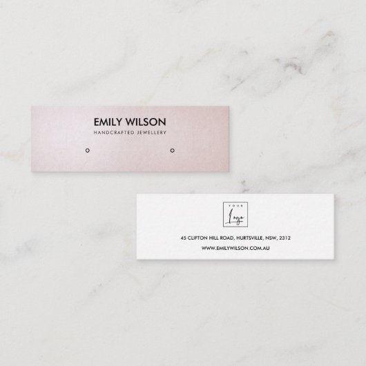 ソフトパール赤面ピンクスタッドイヤリング表示ロゴ スキニー名刺 (正面/裏面)