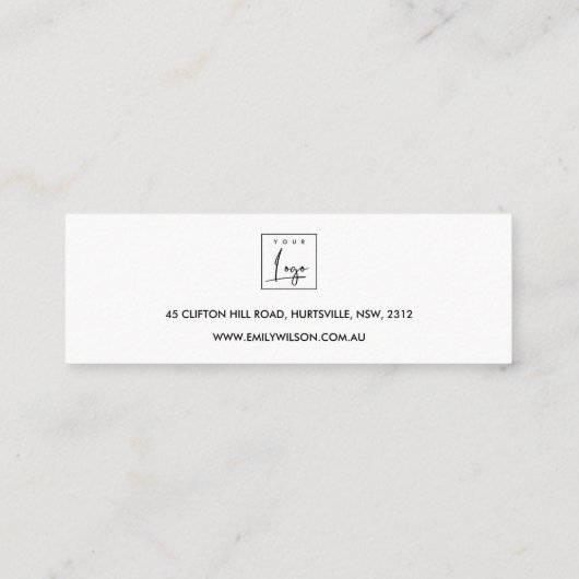 ソフトパール銀白スタッドイヤリング表示ロゴ スキニー名刺 (裏面)