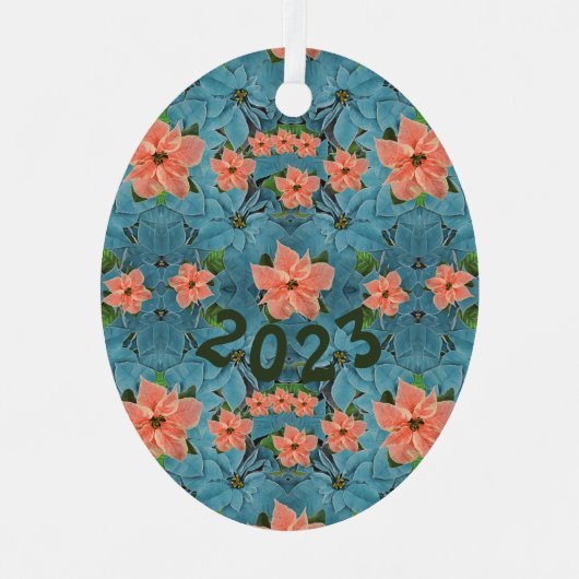 ソフトパ絵を描ステルポインセティアホリデイ メタルオーナメント (正面)