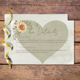 ソフトヒマワリのボヘミアンハートウェディングの詳細 エンクロージャーカード