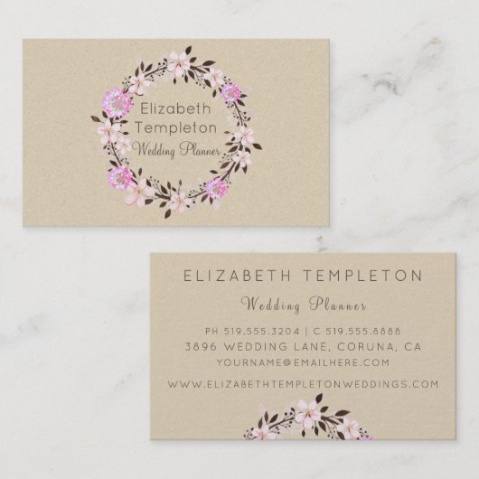 ソフトヒューズフローラリースエレガント名刺 名刺 (正面/裏面)