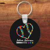 ソフトビルがハート自閉症啓発月間メンズWomを販売 キーホルダー (正面)