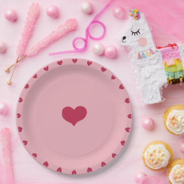 ソフトピお洒落ンクの赤いドードルハート ペーパープレート