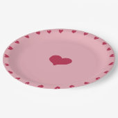 ソフトピお洒落ンクの赤いドードルハート ペーパープレート (アングル)