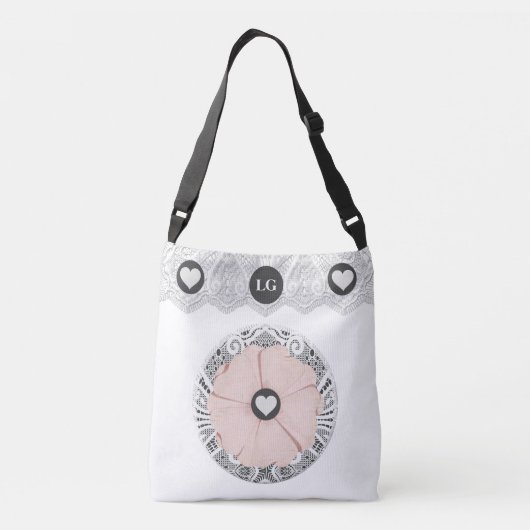 ソフトピかわいらしッレースのようクフローラトートバッグ クロスボディバッグ (裏面)