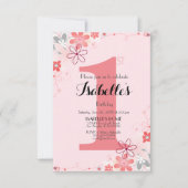 ソフトピかわいらしンクフローラ1歳の誕生日 招待状 (正面)