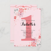 ソフトピかわいらしンクフローラ1歳の誕生日 招待状 (正面/裏面)