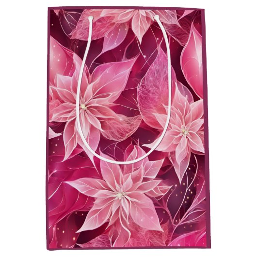 ソフトピきらめくックポインセチア ミディアムペーパーバッグ (正面)