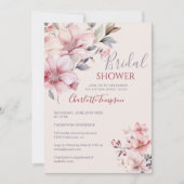 ソフトピエレガントックウォーター色フローラブライダルシャワー 招待状 (正面)