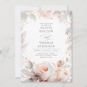 ソフトピエレガントックピーチフローラボホ結婚ズ 招待状 (正面)