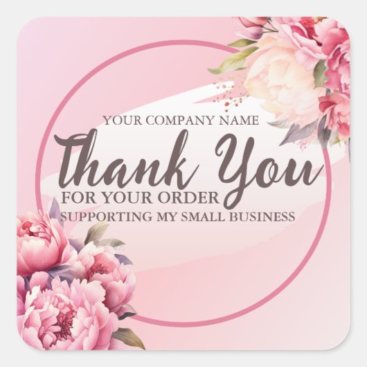 ソフトピエレガントックピーニーご注文ありがとうございます スクエアシール (正面)