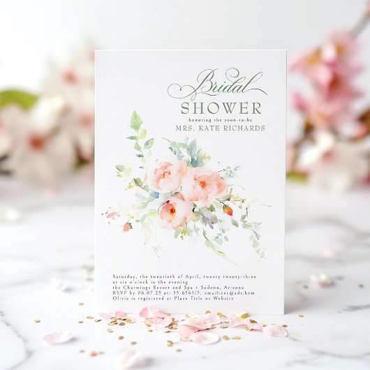 ソフトピエレガントックフラワーズボホブライダルシャワー 招待状